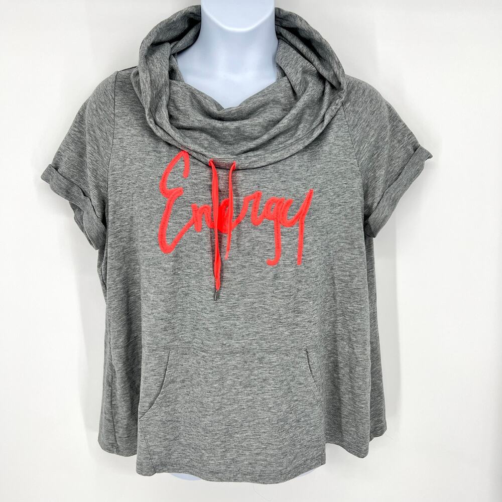 Lane Bryant Livi Activewear Cowl Hoodie Rolled Cap Sleeve T Shirt Energy 18/20